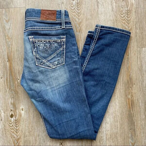 BKE Stella Skinny Distressed Straight Leg Denim Jeans